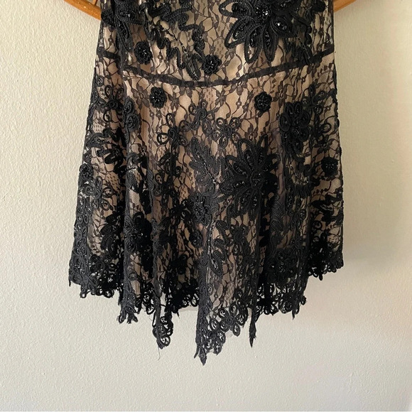 VTG Sue Wong lace drop waist dress black Sz 6 fairy goth great gatspy - Picture 3 of 10